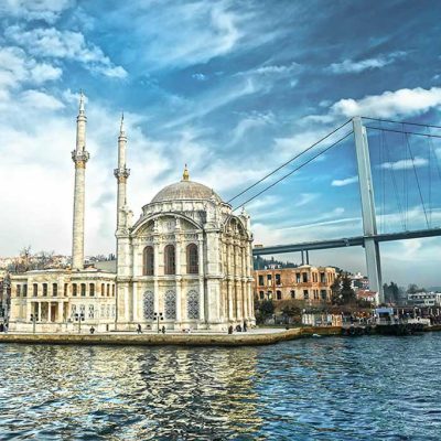 Ortakoy mosque and Bosphorus bridge, Istanbul, Turkey.