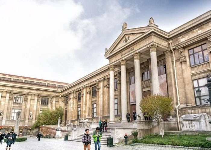 Istanbul, Turkey - December 6, 2013: Exterior shot of Istanbul Archaeology Museums , a group of three archeological museums located in the Eminonu district near Gulhane Park and Topkapi Palace.